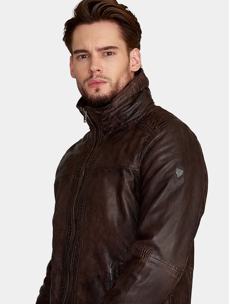 Saki Jonas Jacket Classic Parka BruinLerenjas
