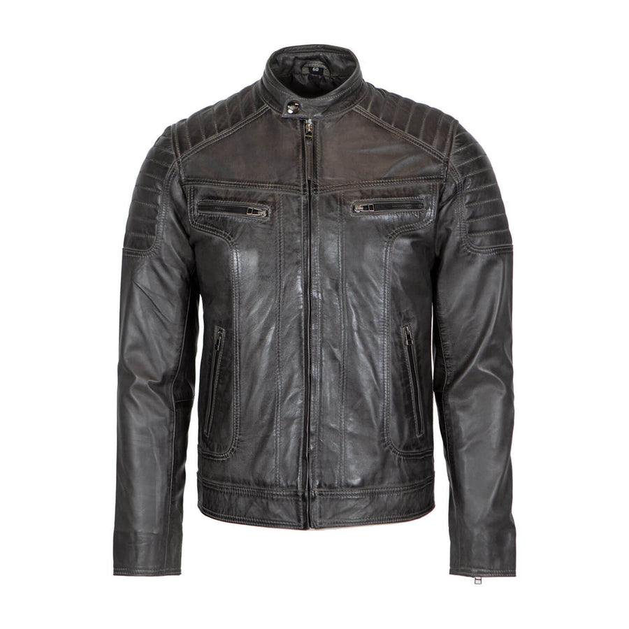 Carlo Sacchi Ryan Biker Grijs Lerenjas
