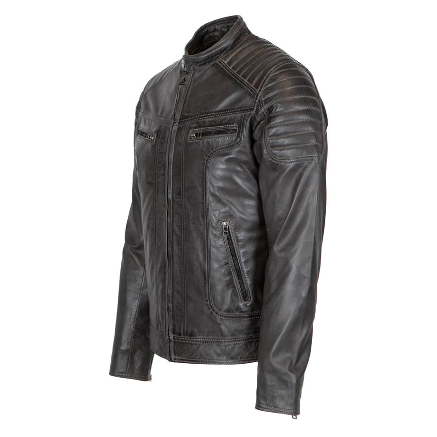 Carlo Sacchi Ryan Biker Grijs Lerenjas