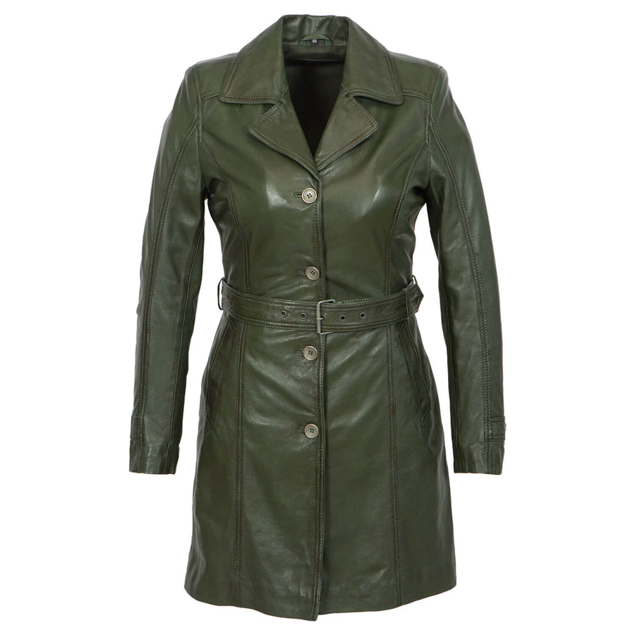 Carlo Sacchi Trenchcoat Groen Lange Lerenjas