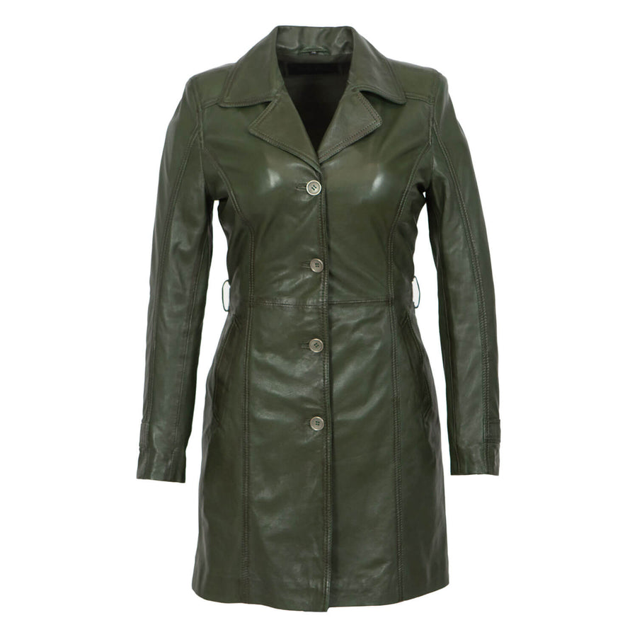 Carlo Sacchi Trenchcoat Groen Lange Lerenjas