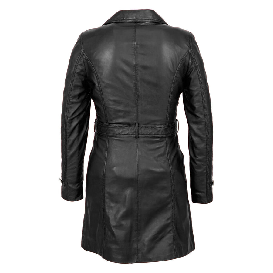 Carlo Sacchi Trenchcoat Zwart Lange Lerenjas