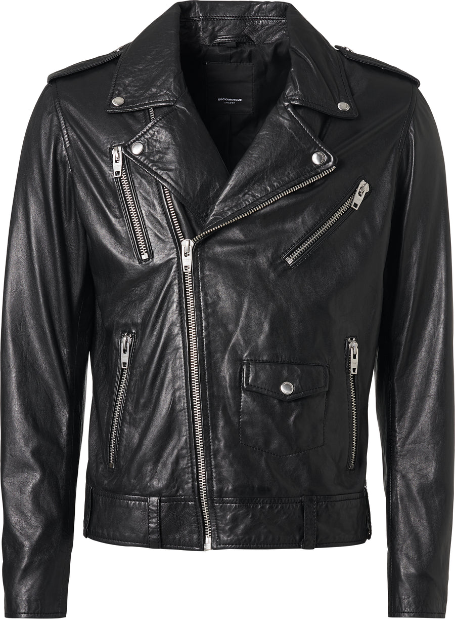 Rockandblue Deacon Biker Zwart Lerenjas