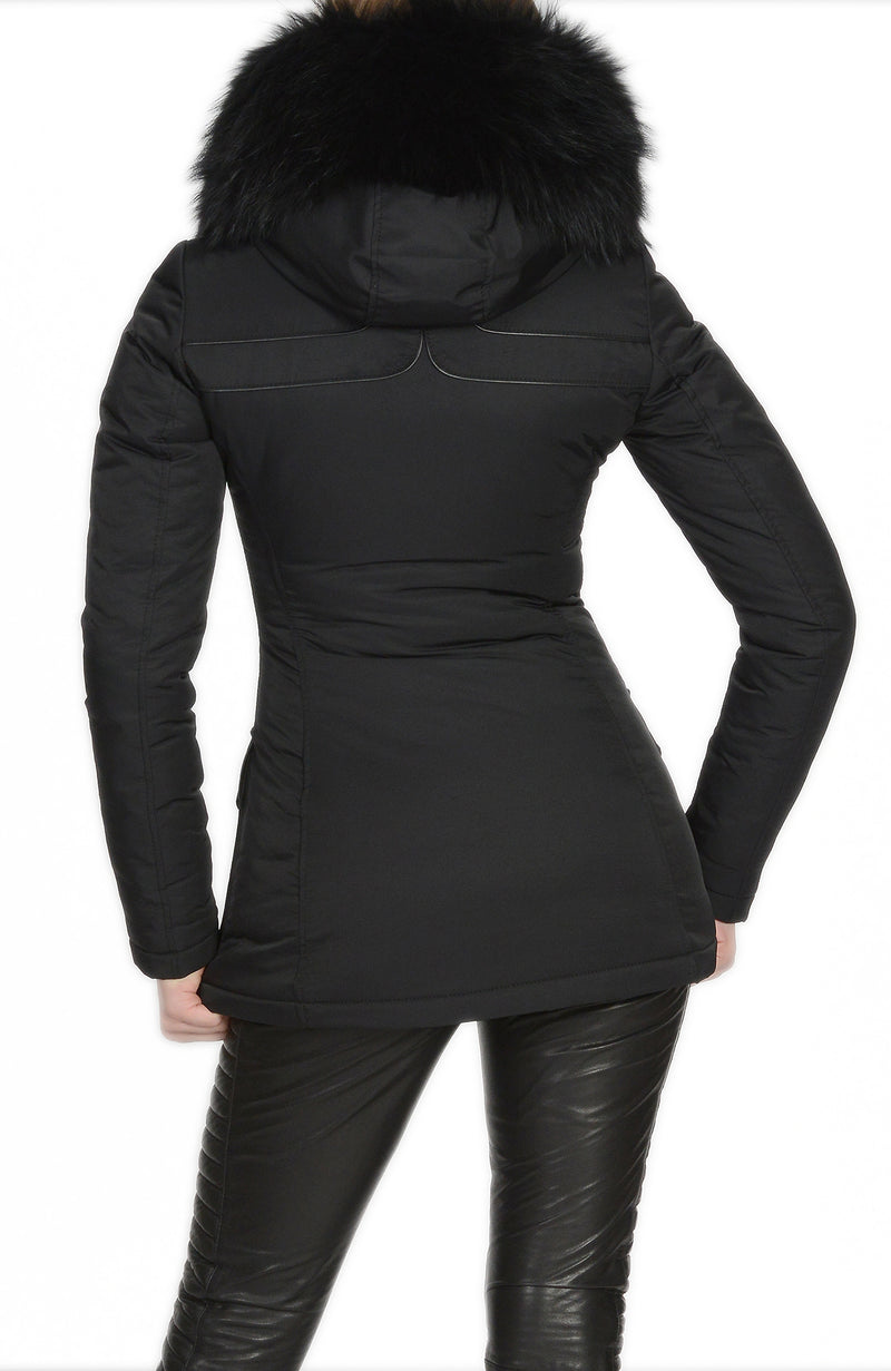 Froccella B108 Zwart Winterjas met Bontkraag