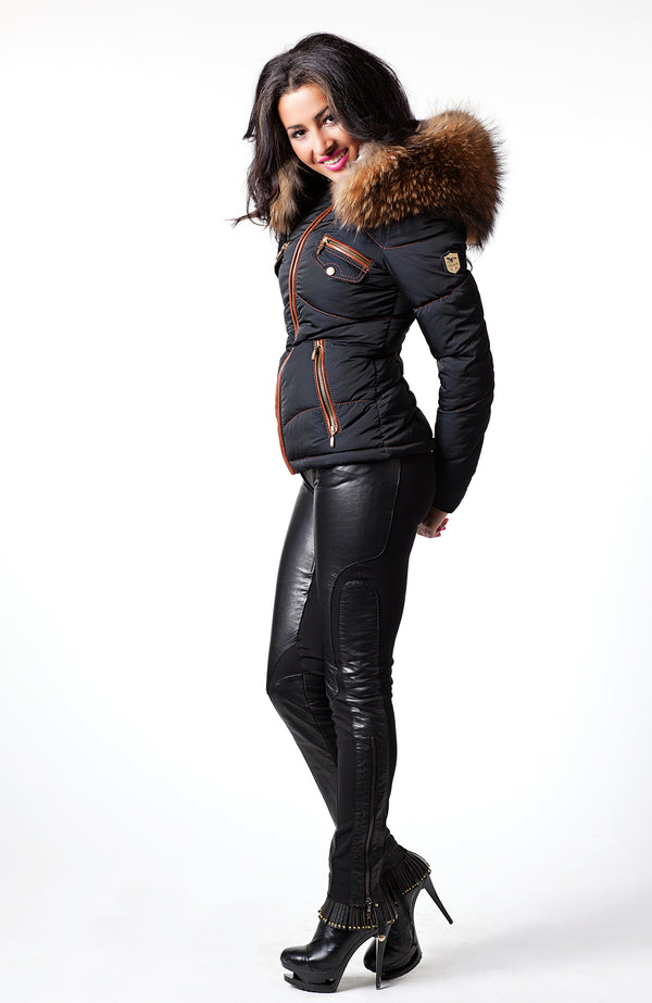 Froccella B123 Blauw Winterjas met Bontkraag