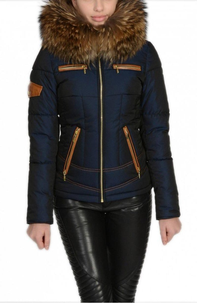 Froccella B27 Blauw Winterjas met Bontkraag