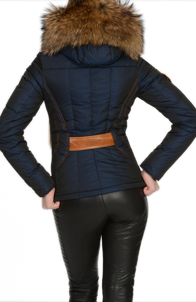 Froccella B27 Blauw Winterjas met Bontkraag