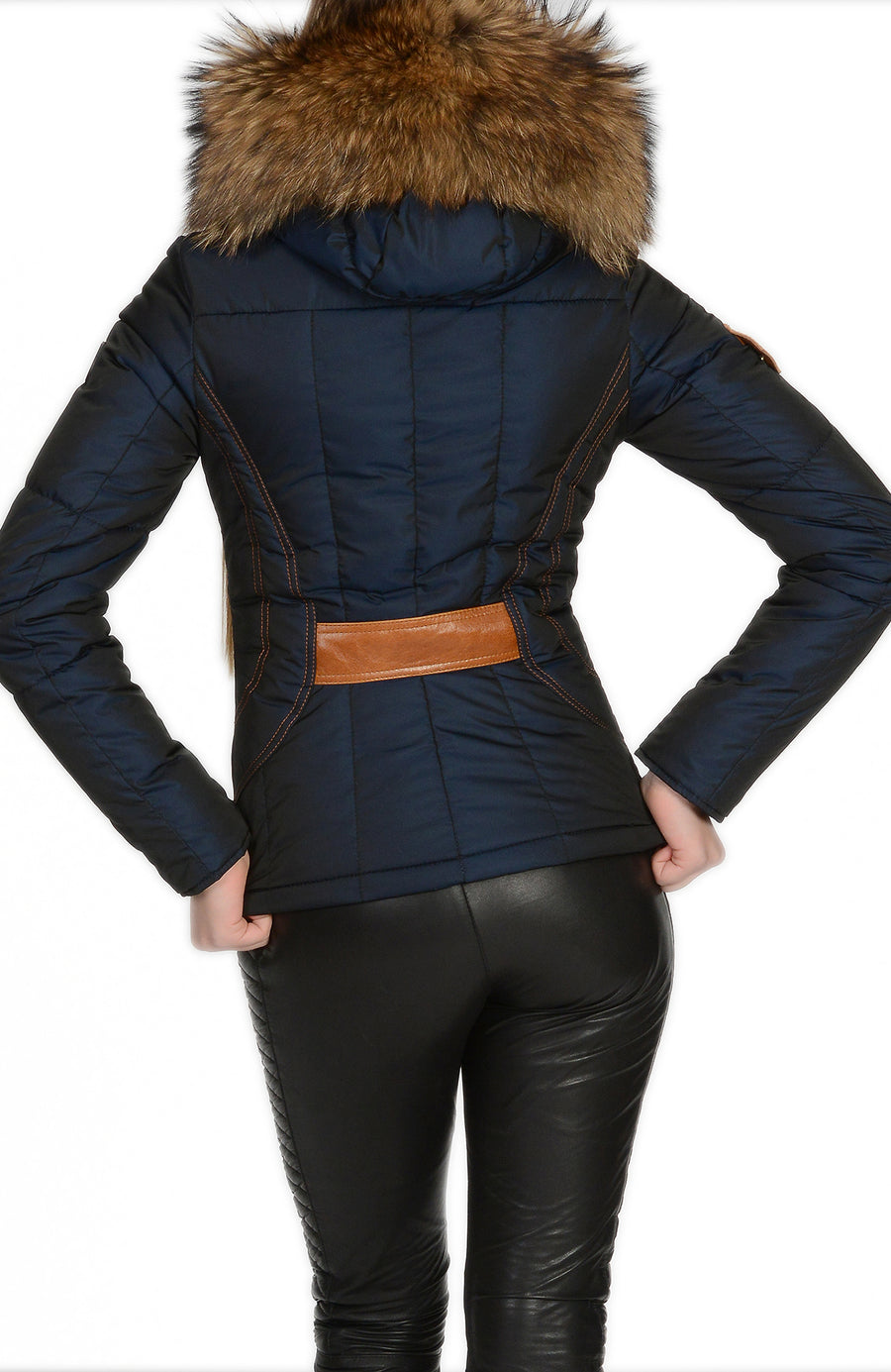 Froccella B27 Blauw Winterjas met Bontkraag