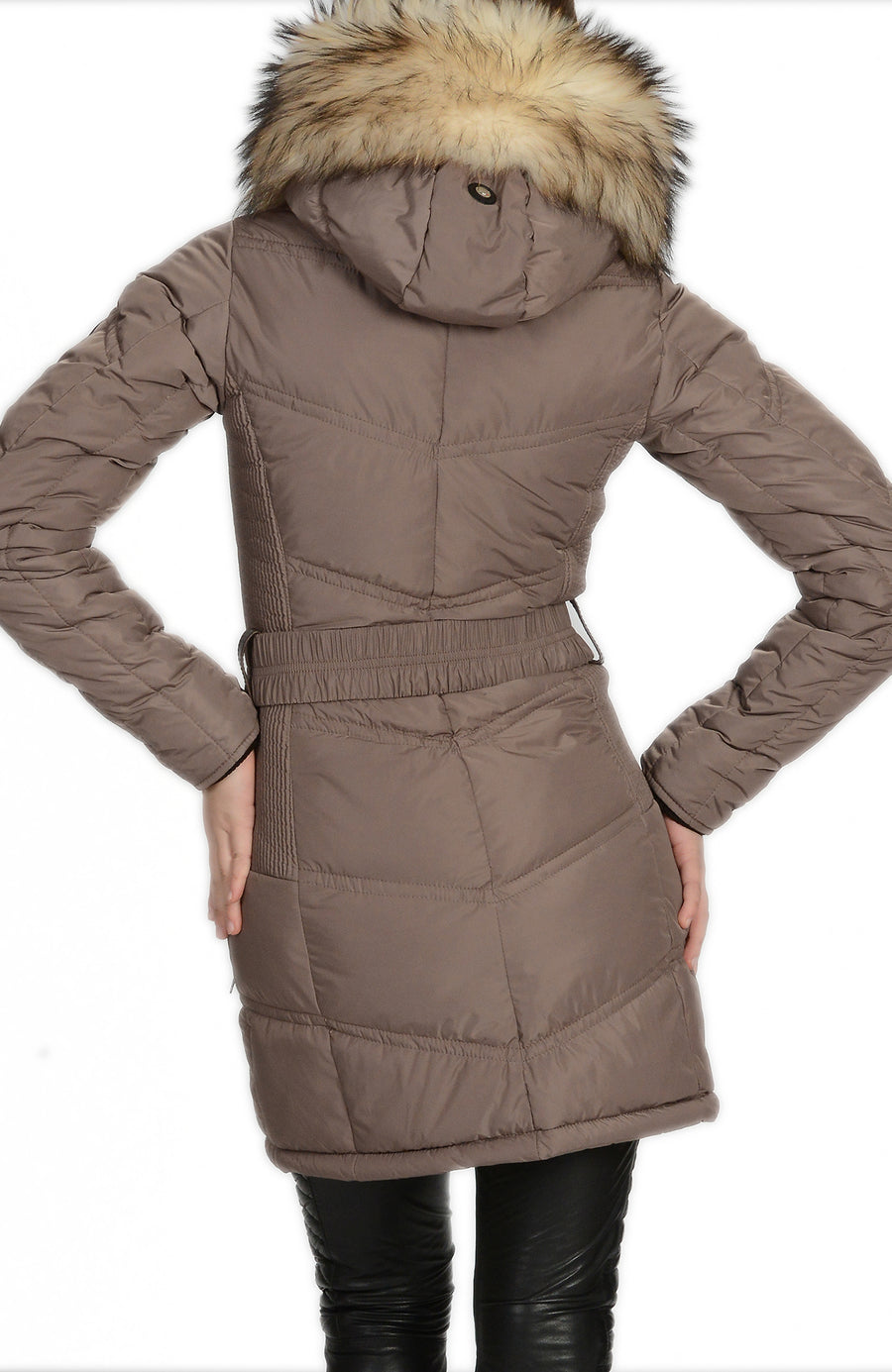 Froccella B59 Camel Winterjas met Bontkraag
