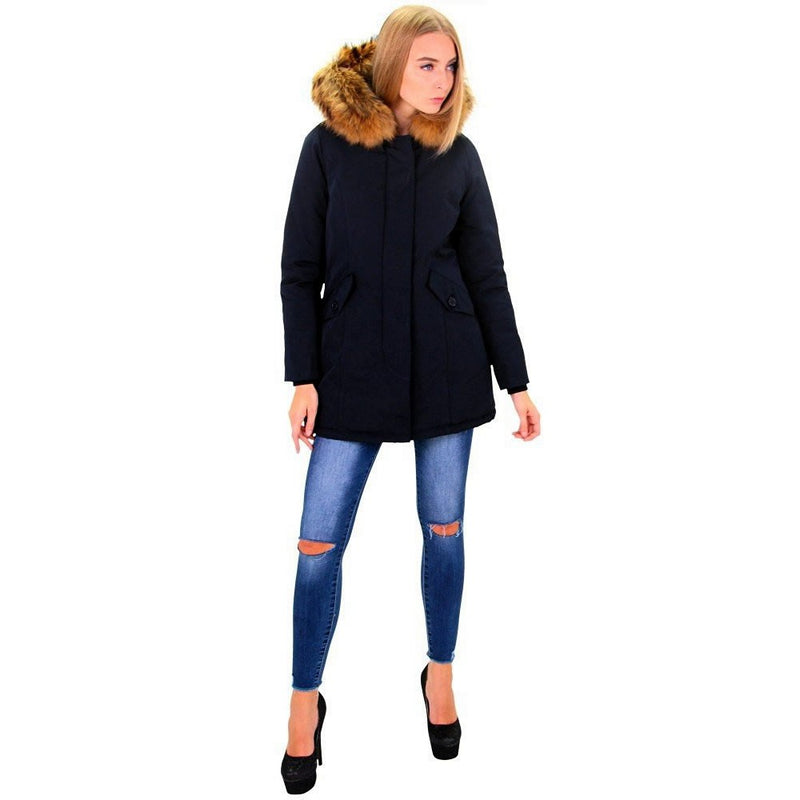 Attentif Parka met Bontkraag Blauw