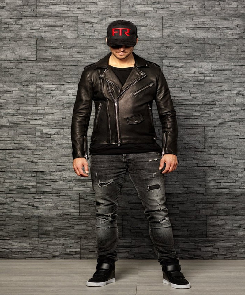 E84 Biker Zwart Lerenjas