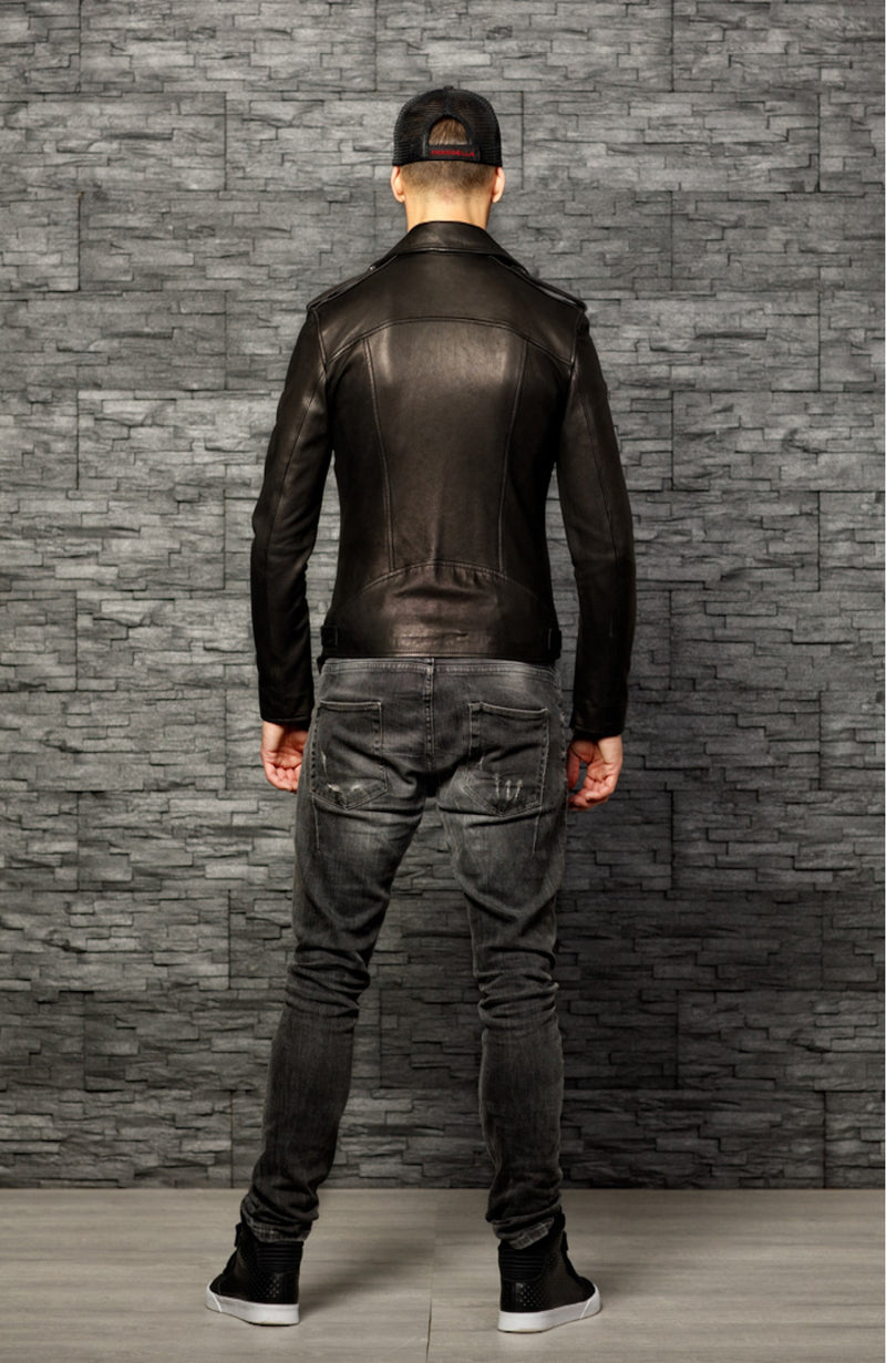E84 Biker Zwart Lerenjas