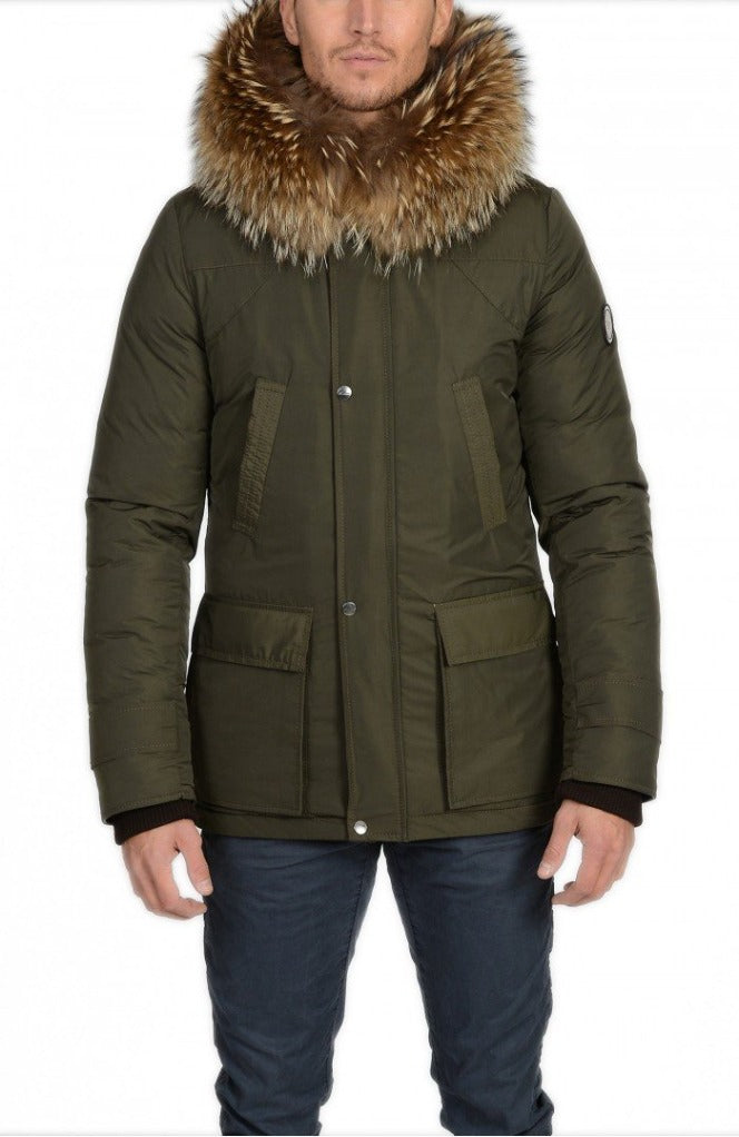 Froccella E56 Groen Winterjas met Bontkraag