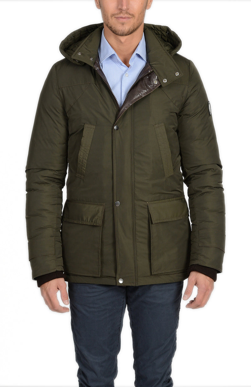 Froccella E56 Groen Winterjas met Bontkraag