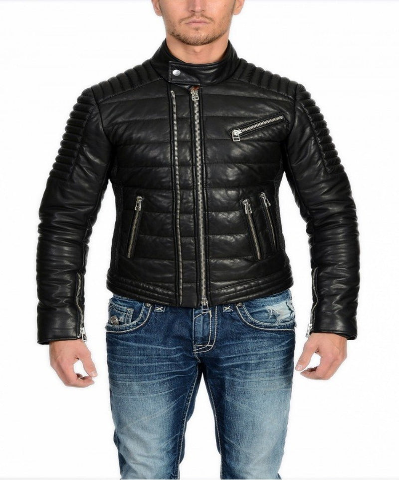 E90 Biker Zwart Winter Lerenjas