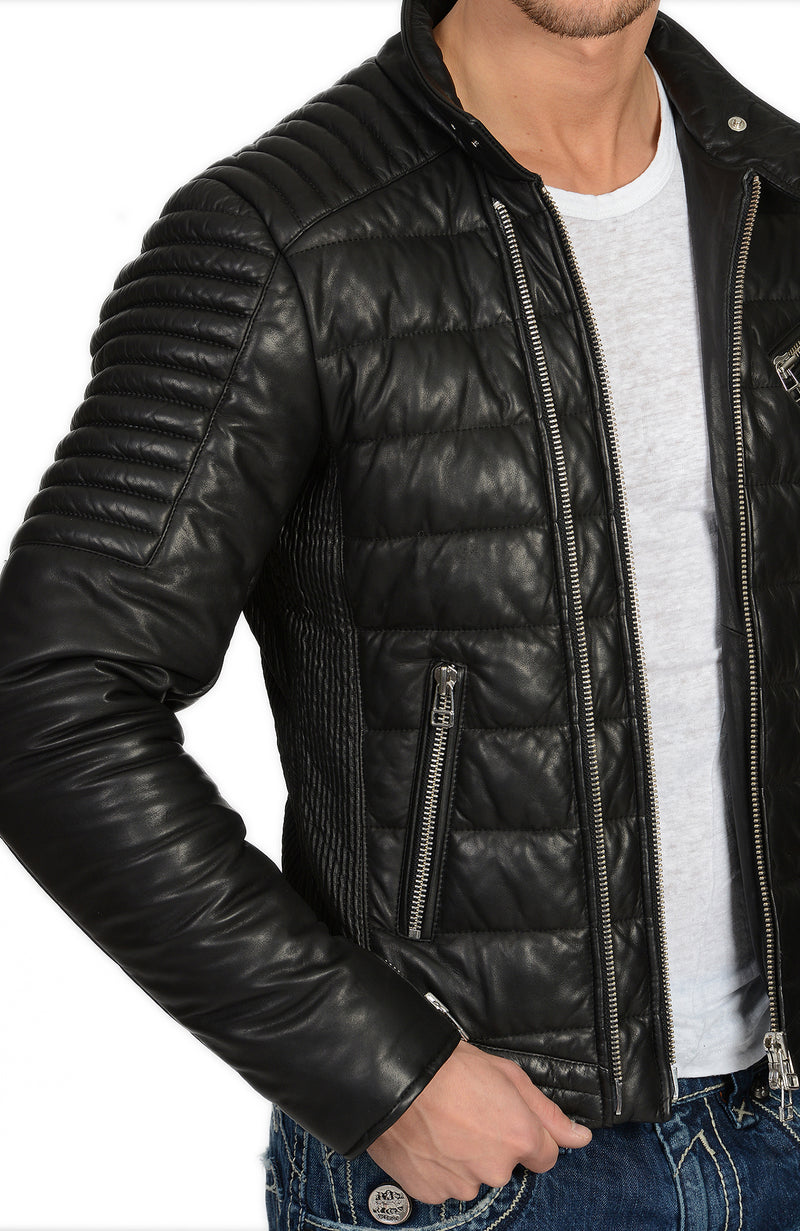 E90 Biker Zwart Winter Lerenjas