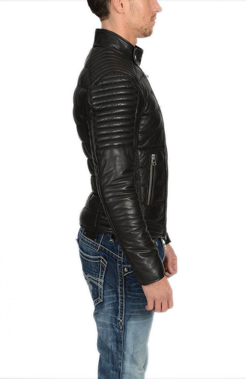 E90 Biker Zwart Winter Lerenjas