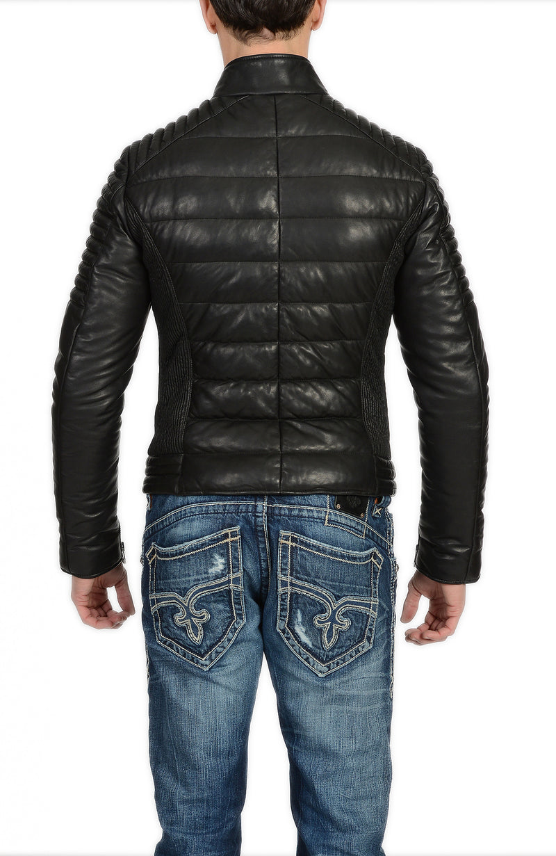 E90 Biker Zwart Winter Lerenjas