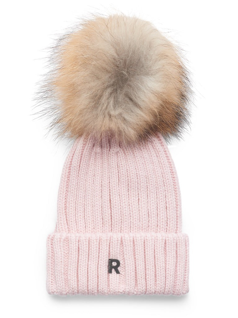 Roze Pom Pom Muts met Naturel Bol