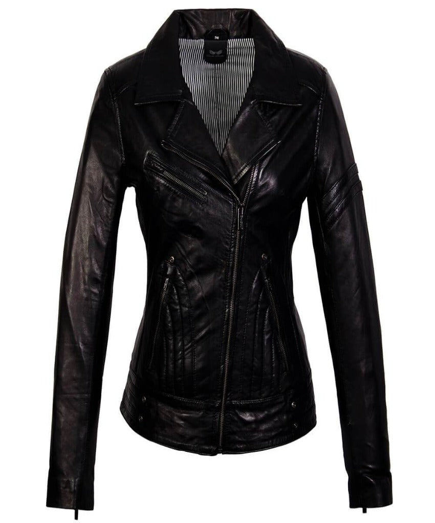 Carlo Sacchi Jane Biker Perfecto Zwart Lerenjas