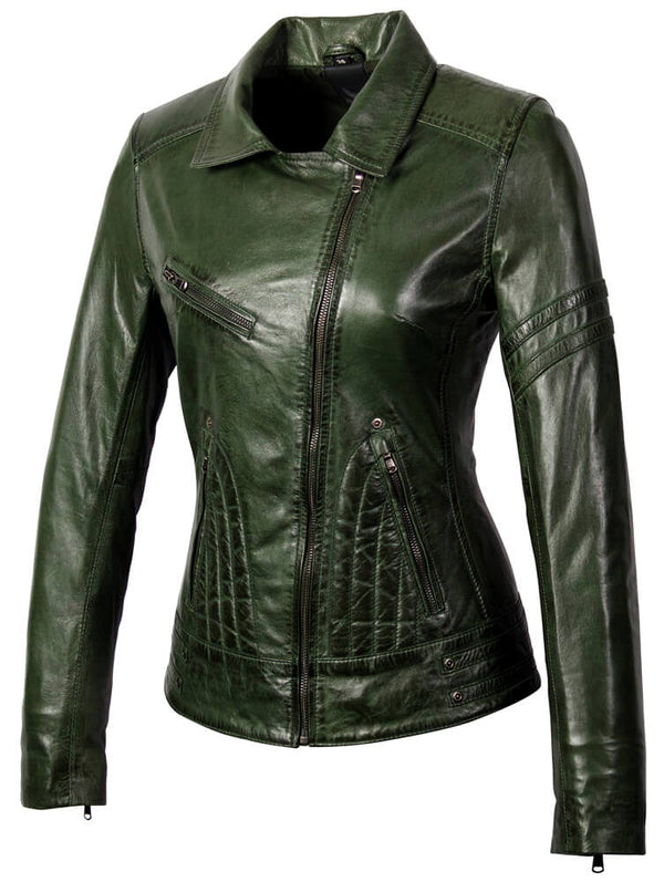Jane Biker Perfecto Groen Lerenjas