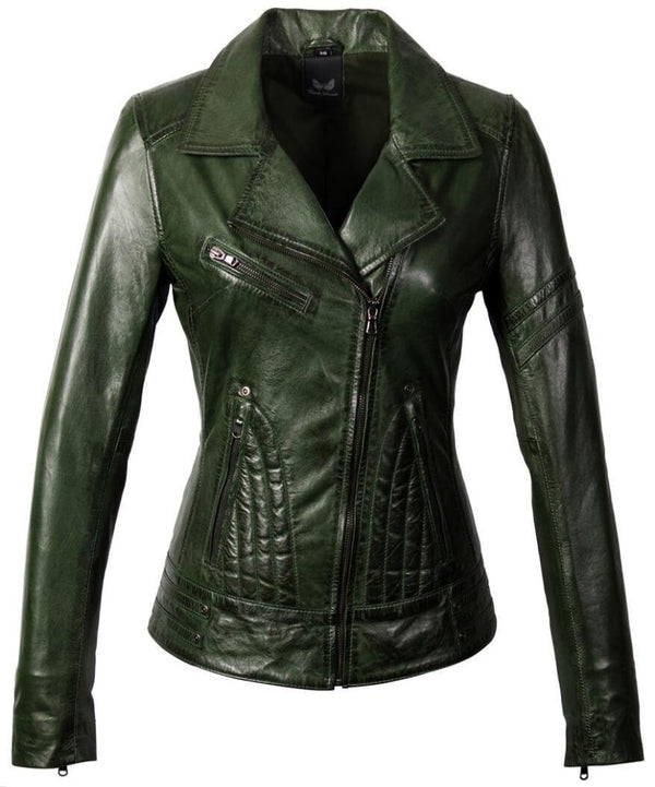 Jane Biker Perfecto Groen Lerenjas