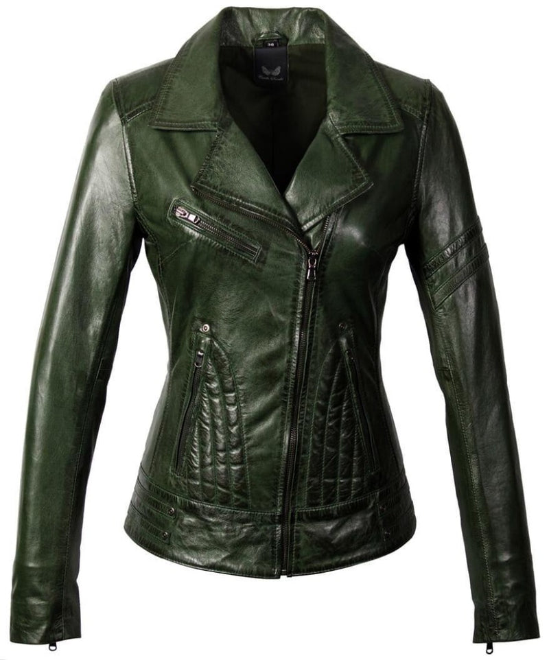 Jane Biker Perfecto Groen Lerenjas