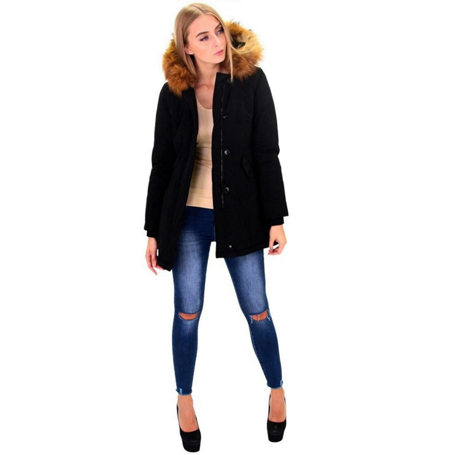Attentif Parka met Bontkraag Zwart