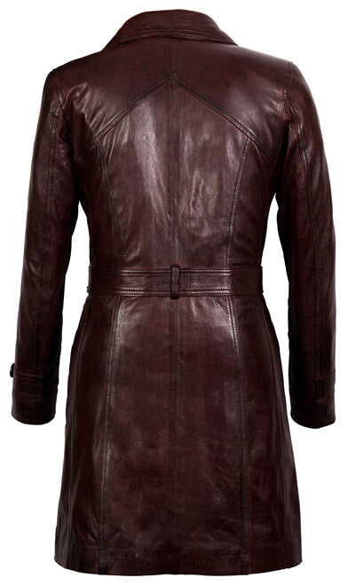 Trenchcoat Bruin Lange Lerenjas