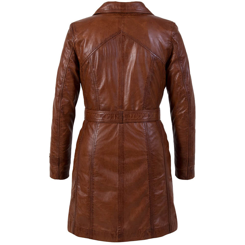Trenchcoat Cognac Lange Lerenjas